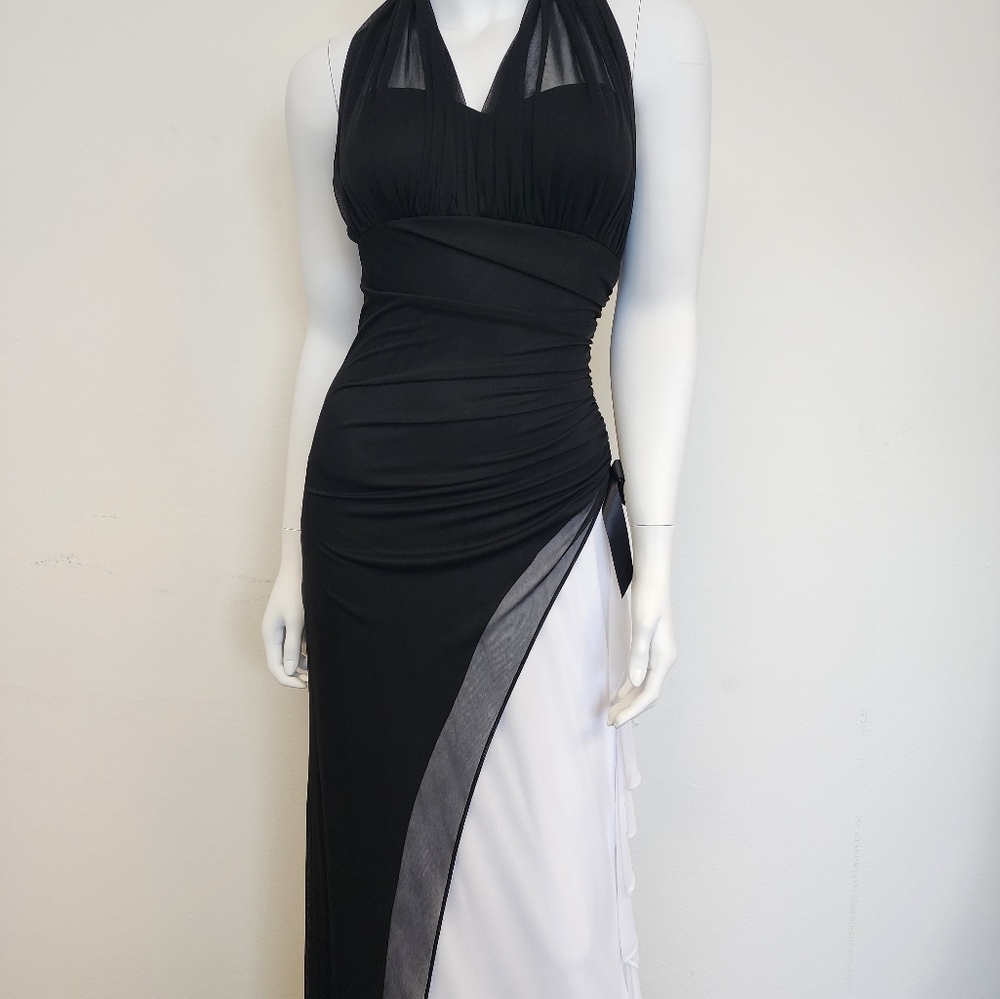 Vintage Blondie Nites Prom Dress Black And White With Bow Ruffle